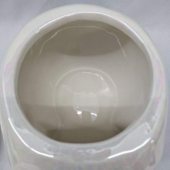 Halloween Decor Iridescent White Ceramic Skull Jar Canister With Lid - Picture 12 of 13